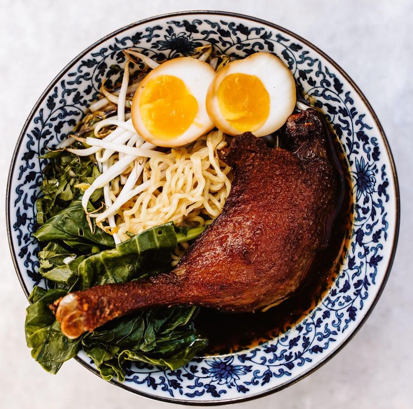 braised duck ramen at Lat14