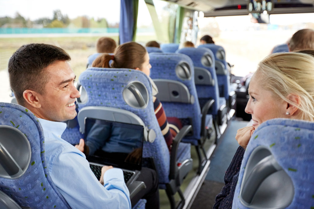 Meeting participants on a bus in St. Louis Park