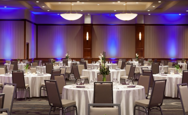 ballroom set up for an event