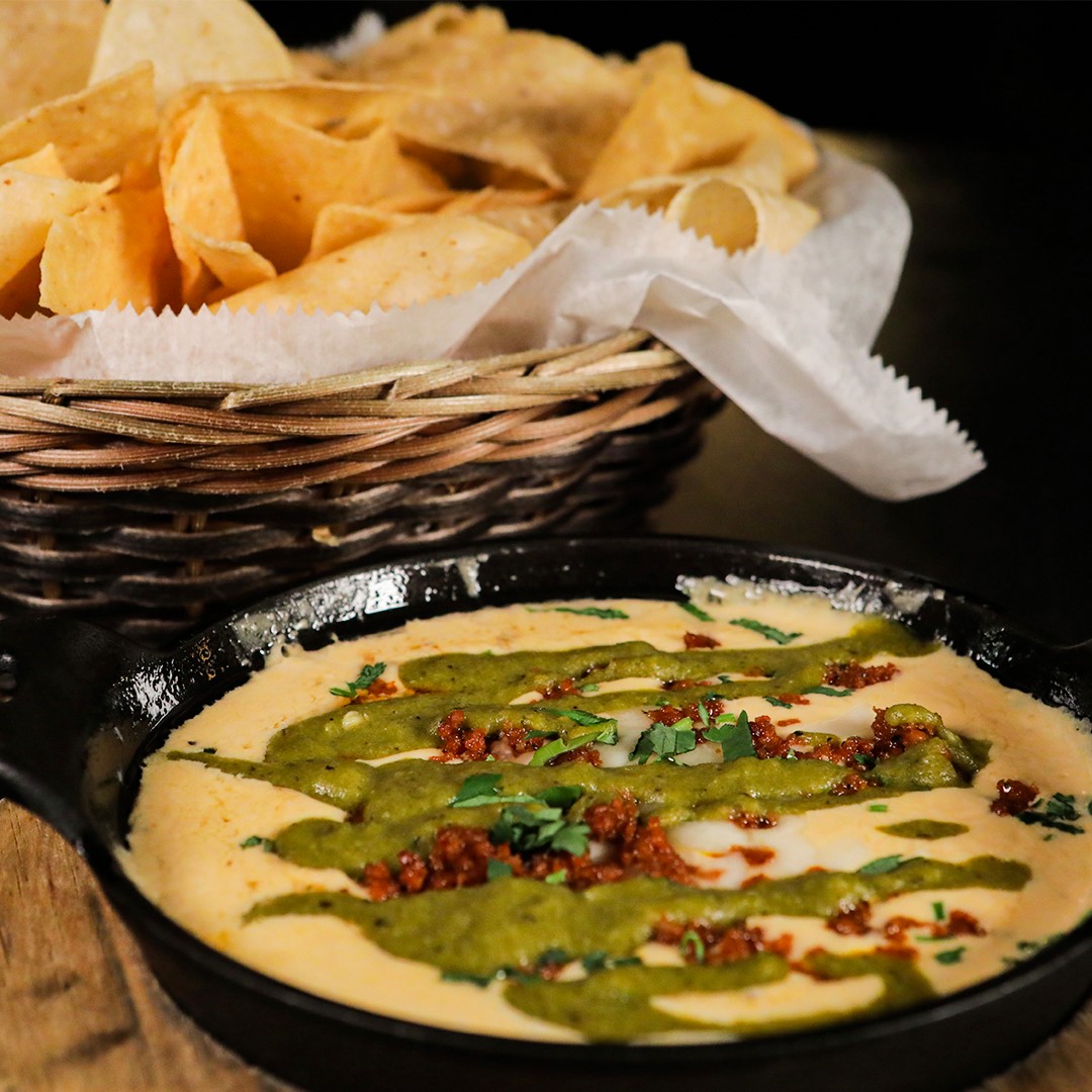 queso dip and chips