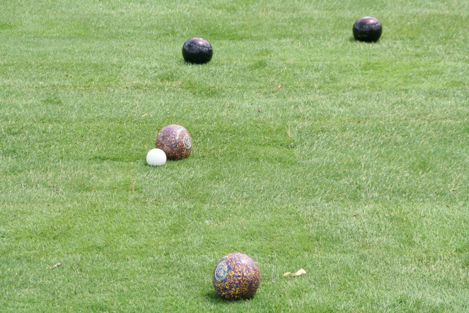 lawn bowling bowls near the jack