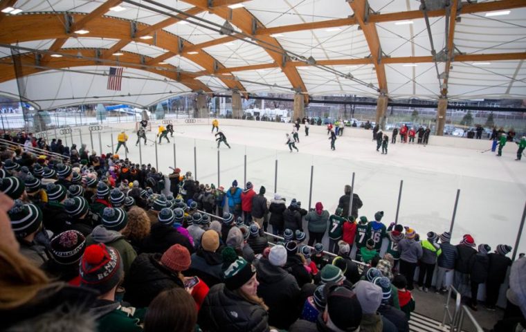 Minnesota Wild practicing at The ROC before a packed crowd
