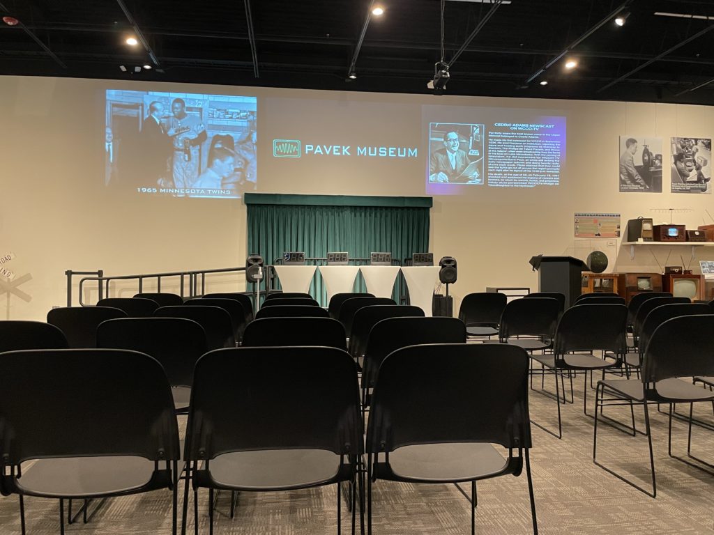 Pavek Museum display area with chairs set up to host an event