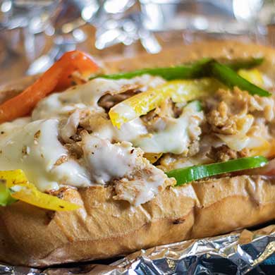 Chicken philly sandwich with peppers 