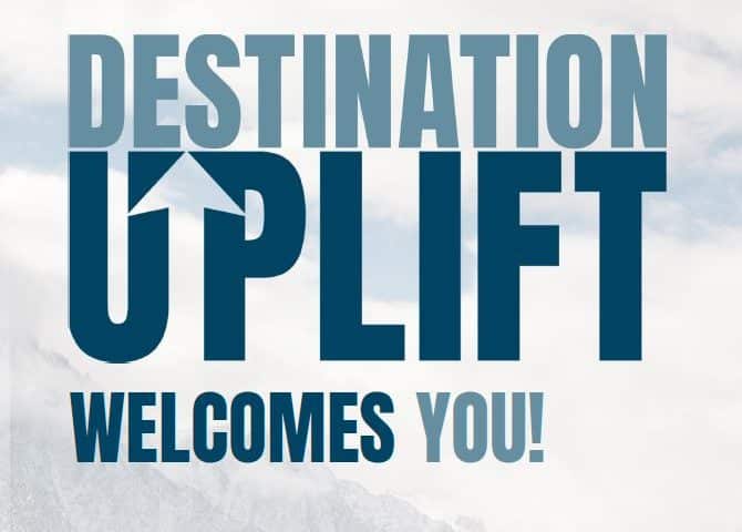 A text graphic promoting Destination Uplift, an educational webinar series for businesses to help with their digital marketing